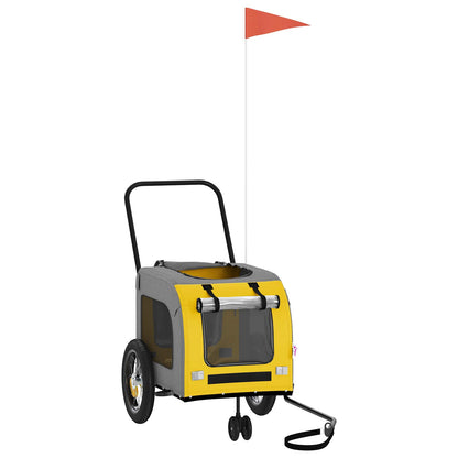 Fahrradanhänger für Haustiere Gelb und Grau 54.5 x 120 x 161 cm