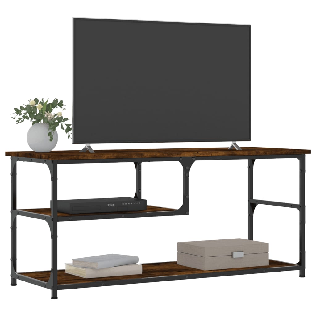 TV-Schrank Räuchereiche 103x38x46,5 cm Holzwerkstoff und Stahl