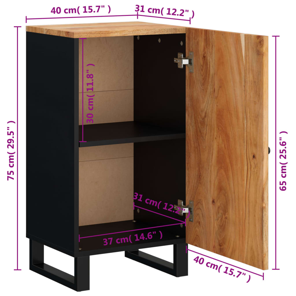 Sideboard mit Tür 40x31x75 cm Massivholz Akazie