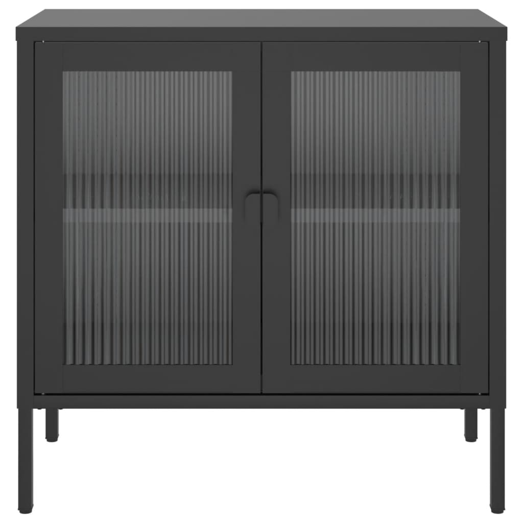 Sideboard Schwarz 70x35x70 cm Glas und Stahl