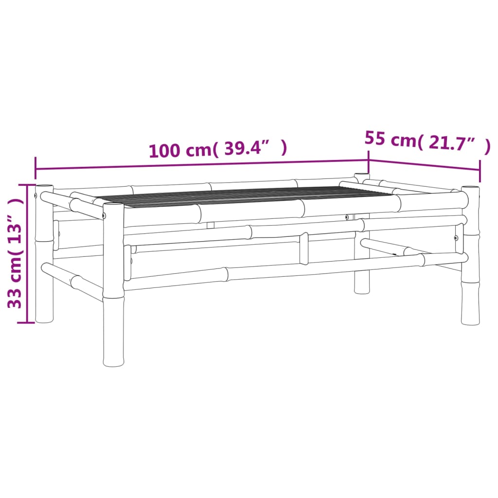 3-tlg. Garten-Lounge-Set mit Dunkelgrauen Kissen Bambus