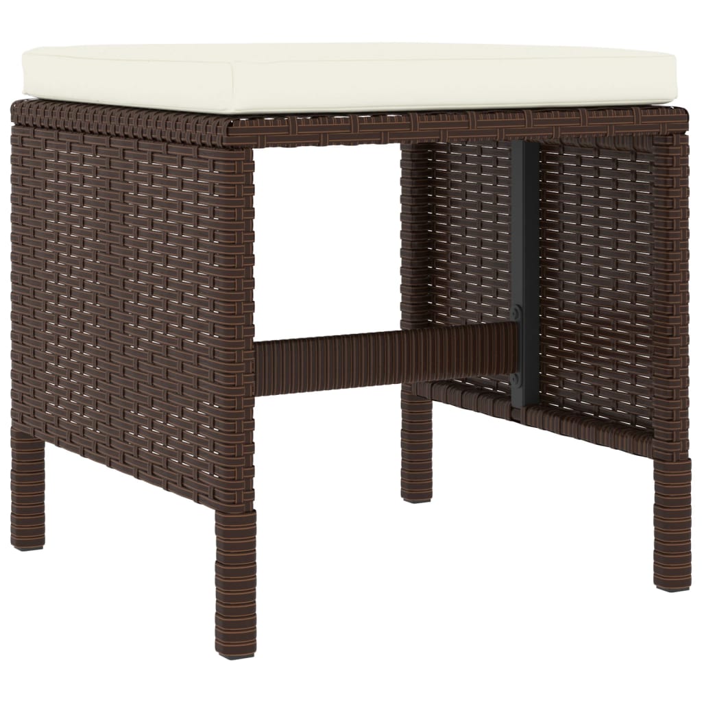 6-tlg. Garten-Essgruppe mit Kissen Braun Poly Rattan