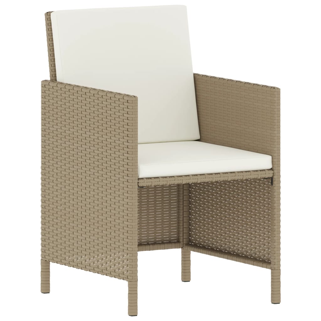 6-tlg. Garten-Essgruppe mit Kissen Beige Poly Rattan