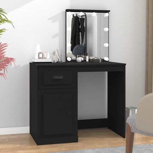 Schminktisch mit LED Schwarz 90x50x132,5 cm Holzwerkstoff