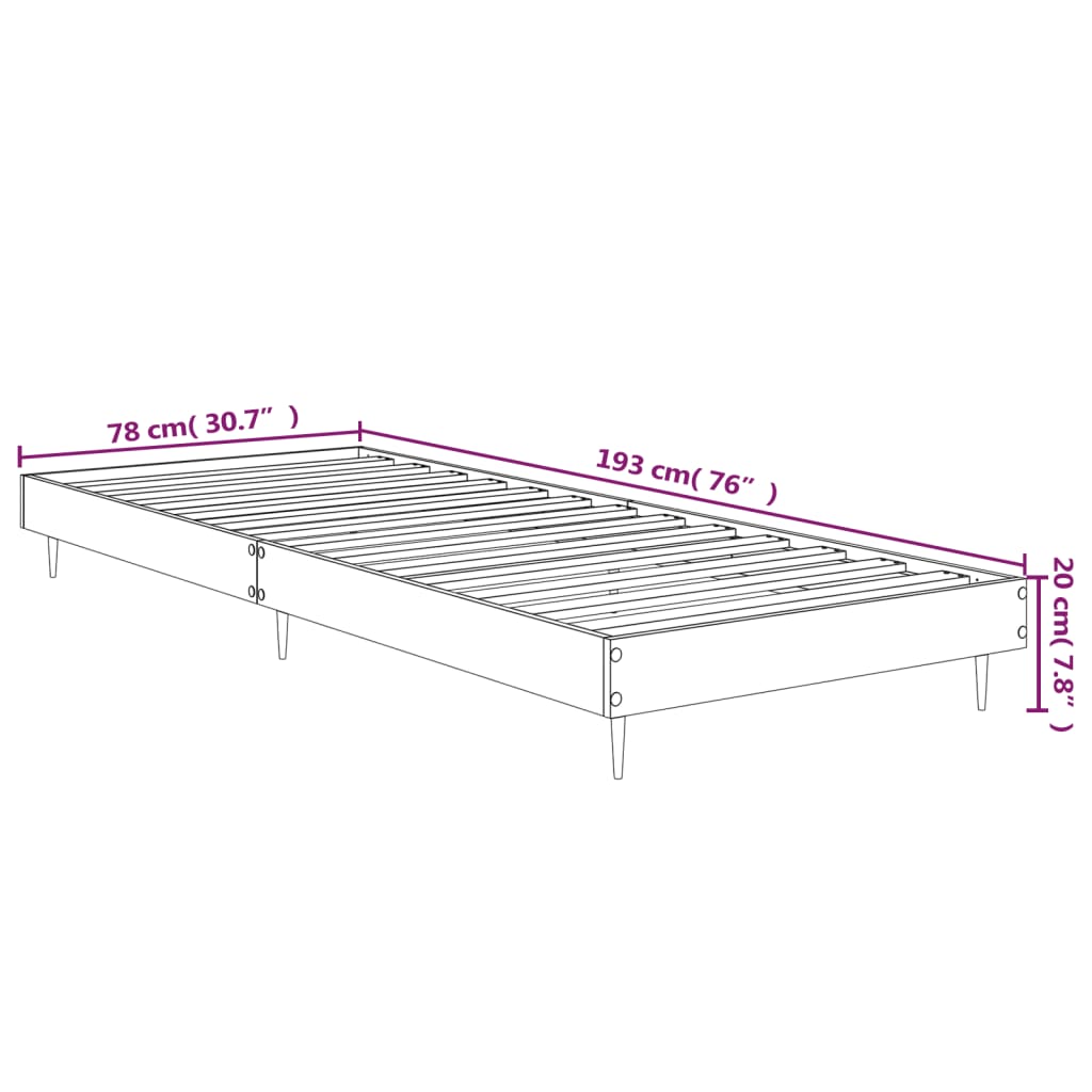 Bettgestell Betongrau 75x190 cm Holzwerkstoff