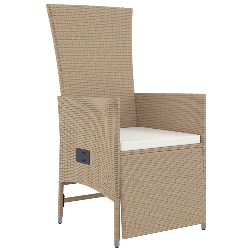 5-tlg. Garten-Essgruppe mit Kissen Beige Poly Rattan