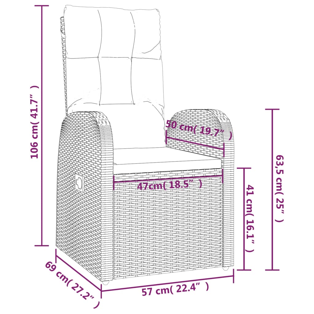 3-tlg. Garten-Lounge-Set Schwarz Poly Rattan Massivholz Akazie