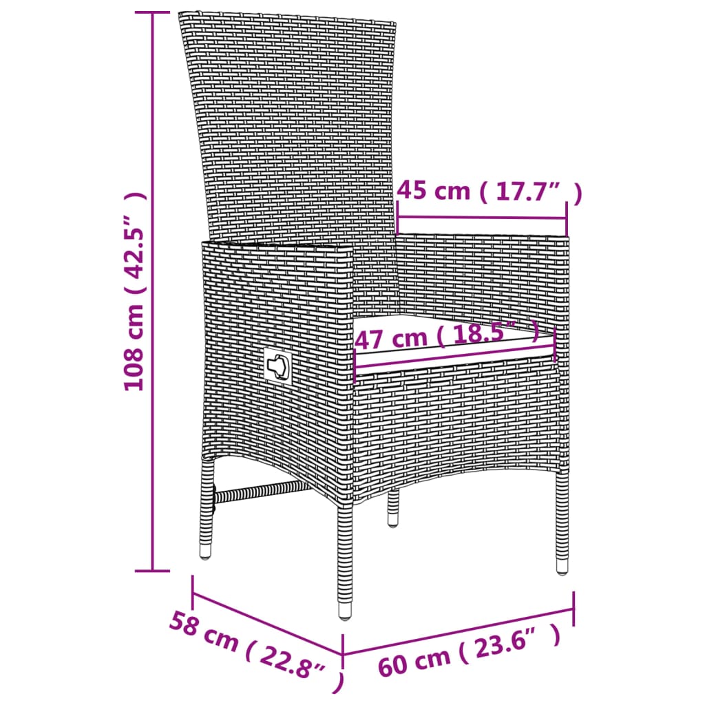 3-tlg. Garten-Lounge-Set Beige Poly Rattan & Stahl