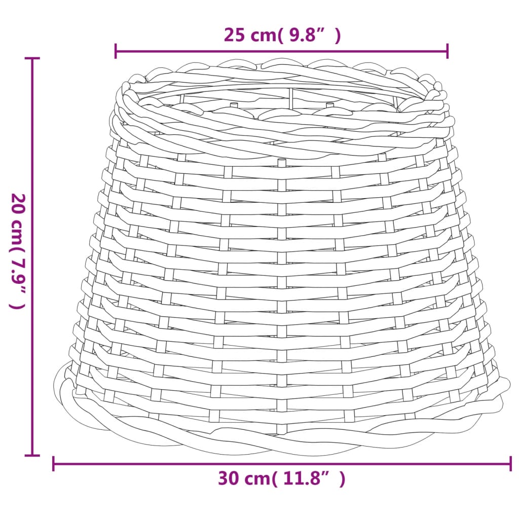 Lampenschirm Weiß Ø30x20 cm Korbweide