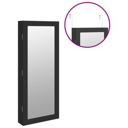 Spiegel-Schmuckschrank mit LED-Beleuchtung Wandmontage Schwarz