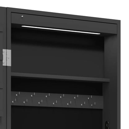 Spiegel-Schmuckschrank mit LED-Beleuchtung Wandmontage Schwarz