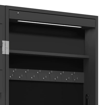 Spiegel-Schmuckschrank mit LED-Beleuchtung Wandmontage Schwarz