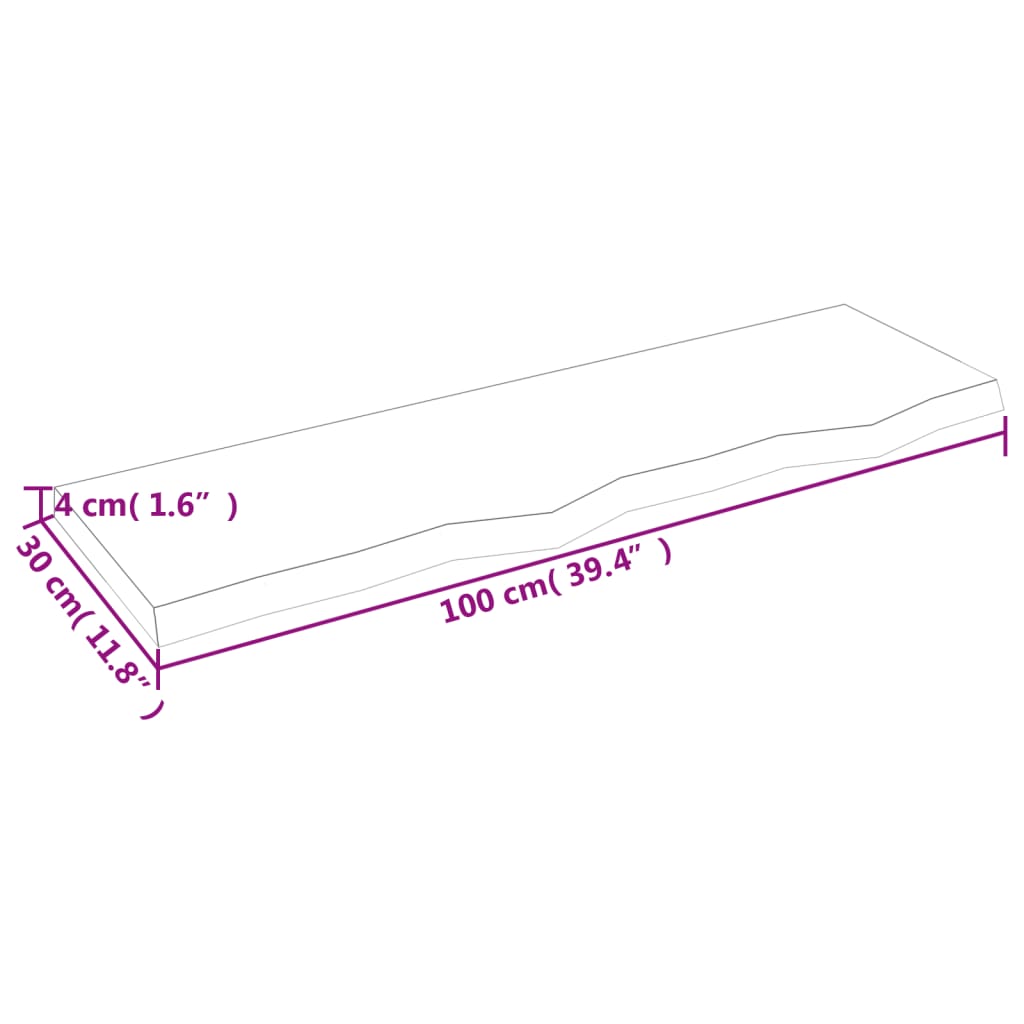 Wandregal Hellbraun 100x30x(2-4) cm Massivholz Eiche Behandelt