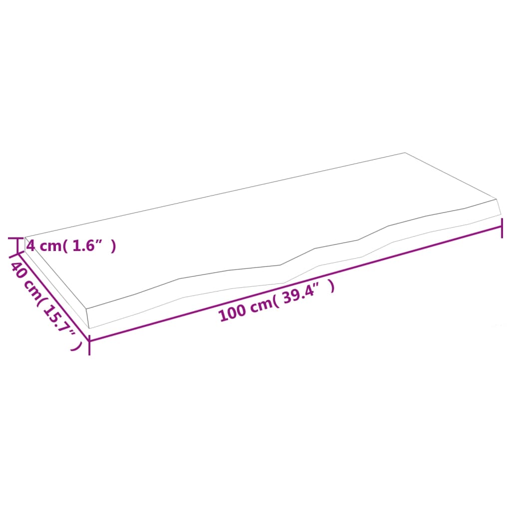 Wandregal Hellbraun 100x40x(2-4) cm Massivholz Eiche Behandelt