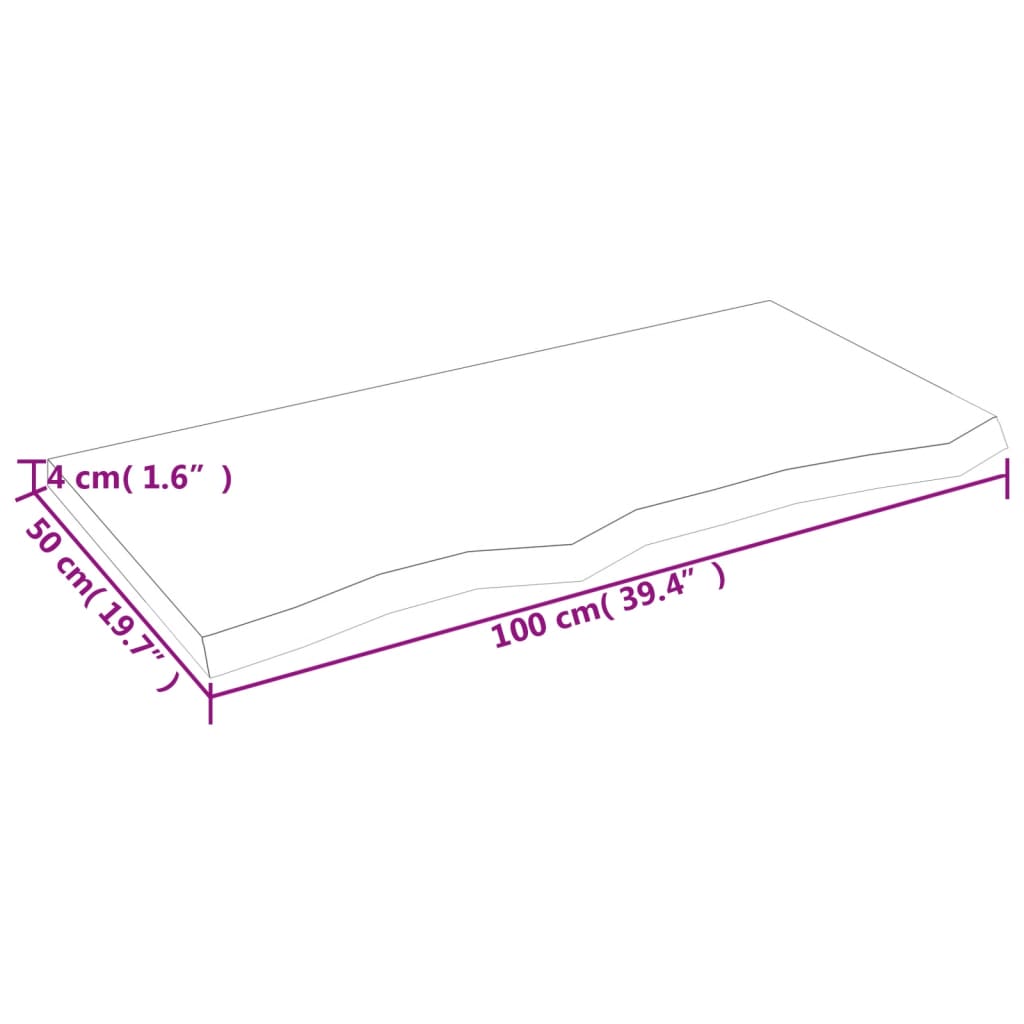 Wandregal Hellbraun 100x50x(2-4) cm Massivholz Eiche Behandelt