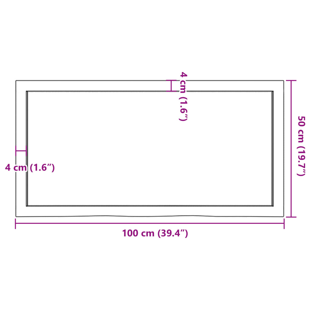 Wandregal Hellbraun 100x50x(2-4) cm Massivholz Eiche Behandelt