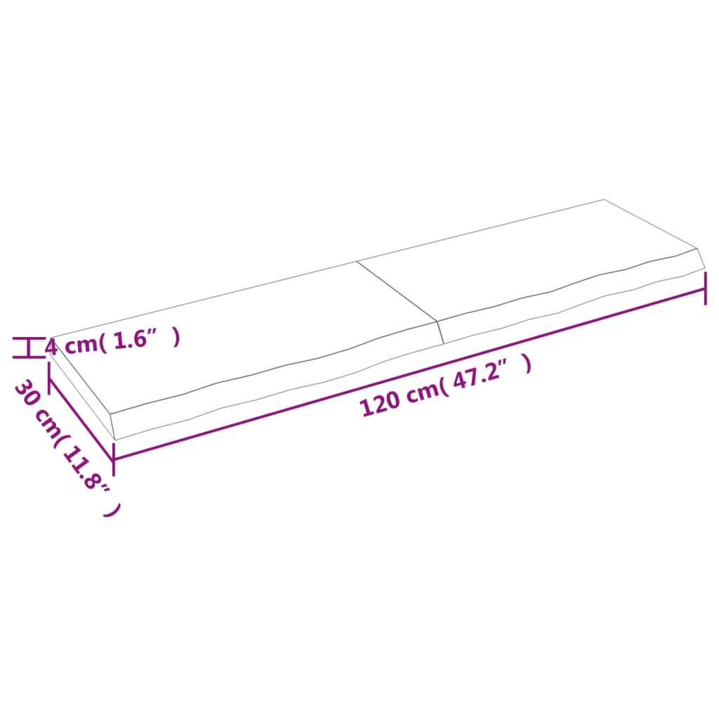 Wandregal Hellbraun 120x30x(2-4) cm Massivholz Eiche Behandelt