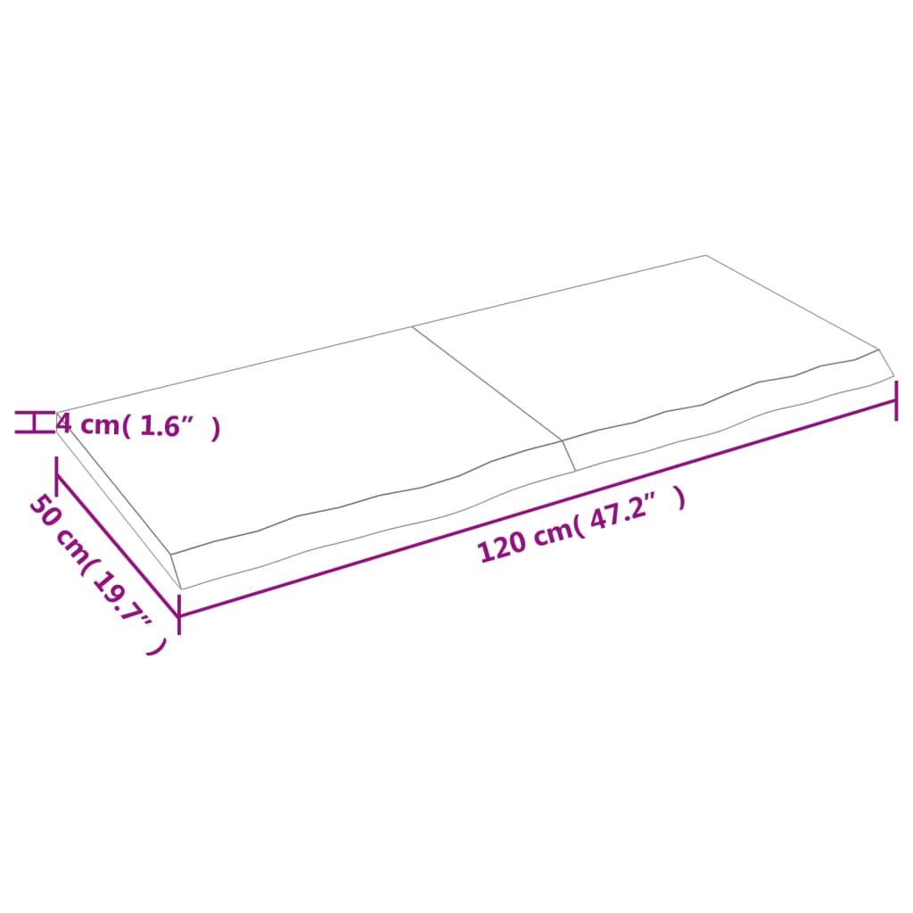 Wandregal Hellbraun 120x50x(2-4) cm Massivholz Eiche Behandelt