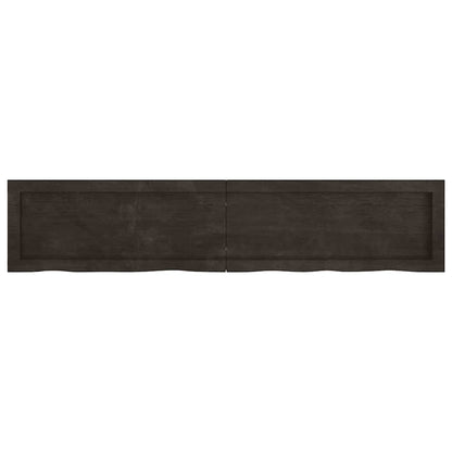 Wandregal Dunkelbraun 140x30x(2-6)cm Massivholz Eiche Behandelt