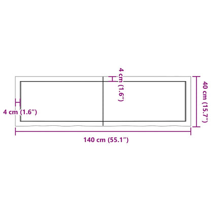 Wandregal Dunkelbraun 140x40x(2-4)cm Massivholz Eiche Behandelt