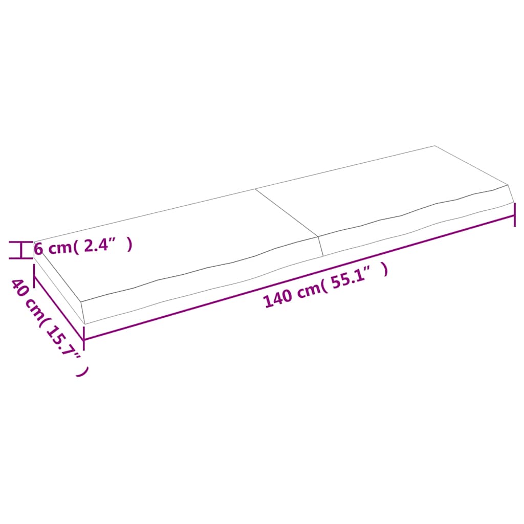 Wandregal Dunkelbraun 140x40x(2-6)cm Massivholz Eiche Behandelt
