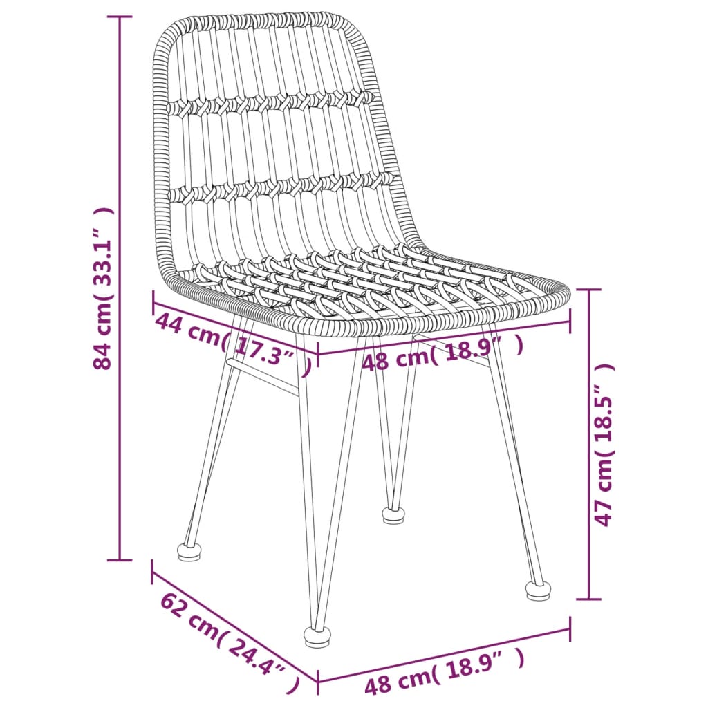 3-tlg. Garten-Essgruppe Poly Rattan