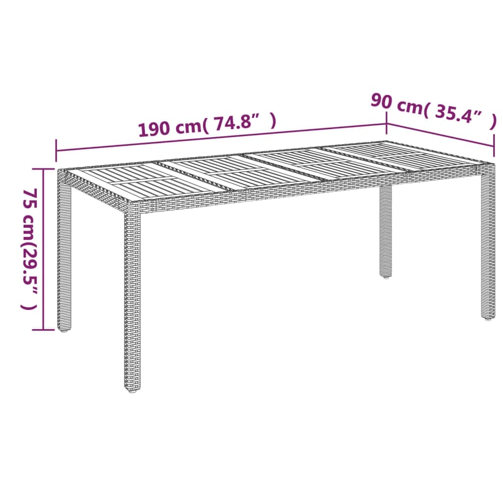 9-tlg. Garten-Essgruppe mit Kissen Grau Poly Rattan