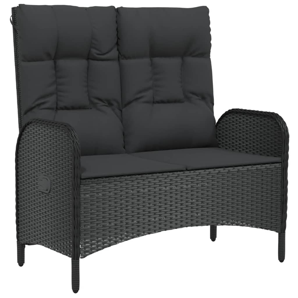 4-tlg. Garten-Essgruppe mit Kissen Schwarz Poly Rattan