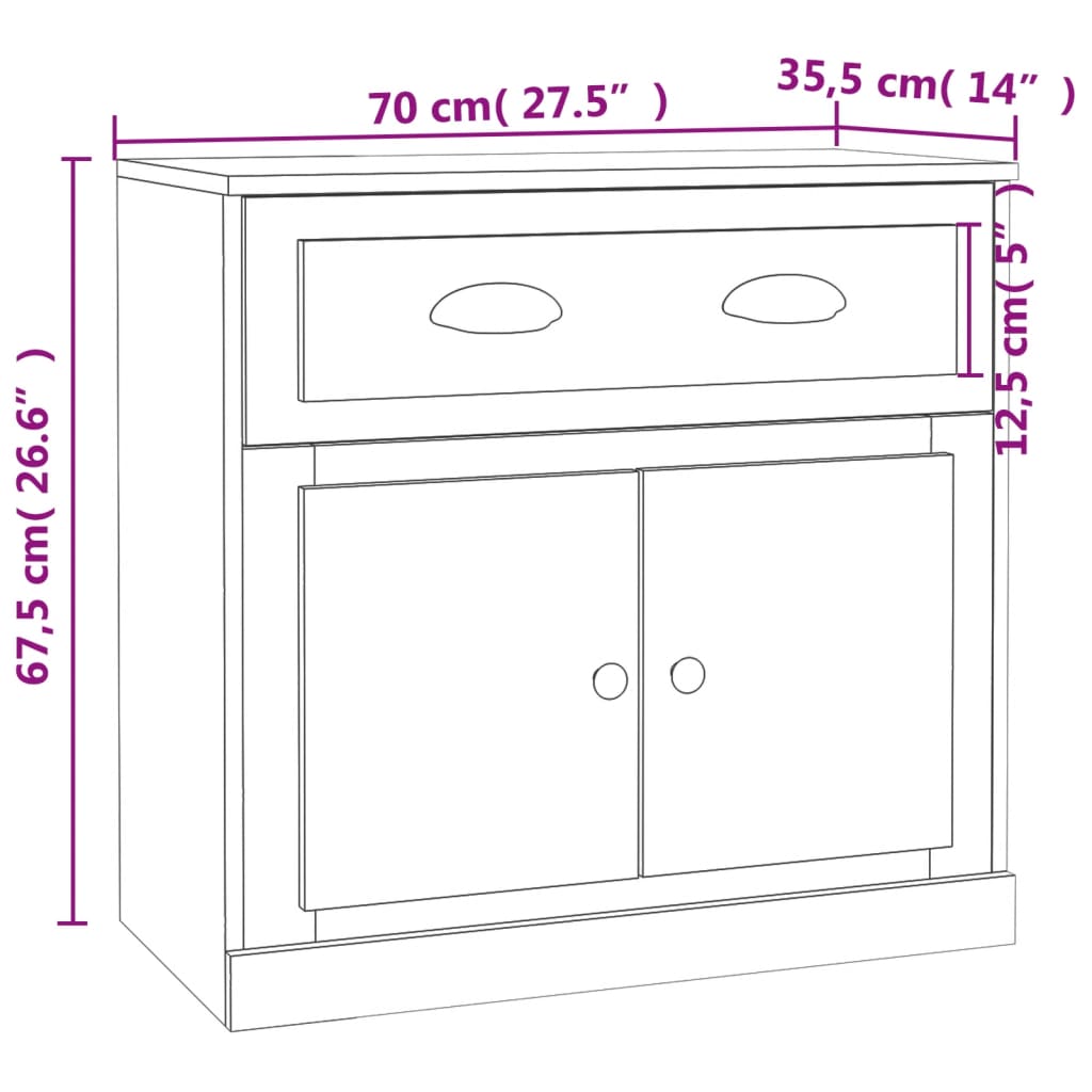 Sideboards 2 Stk. Weiß Holzwerkstoff