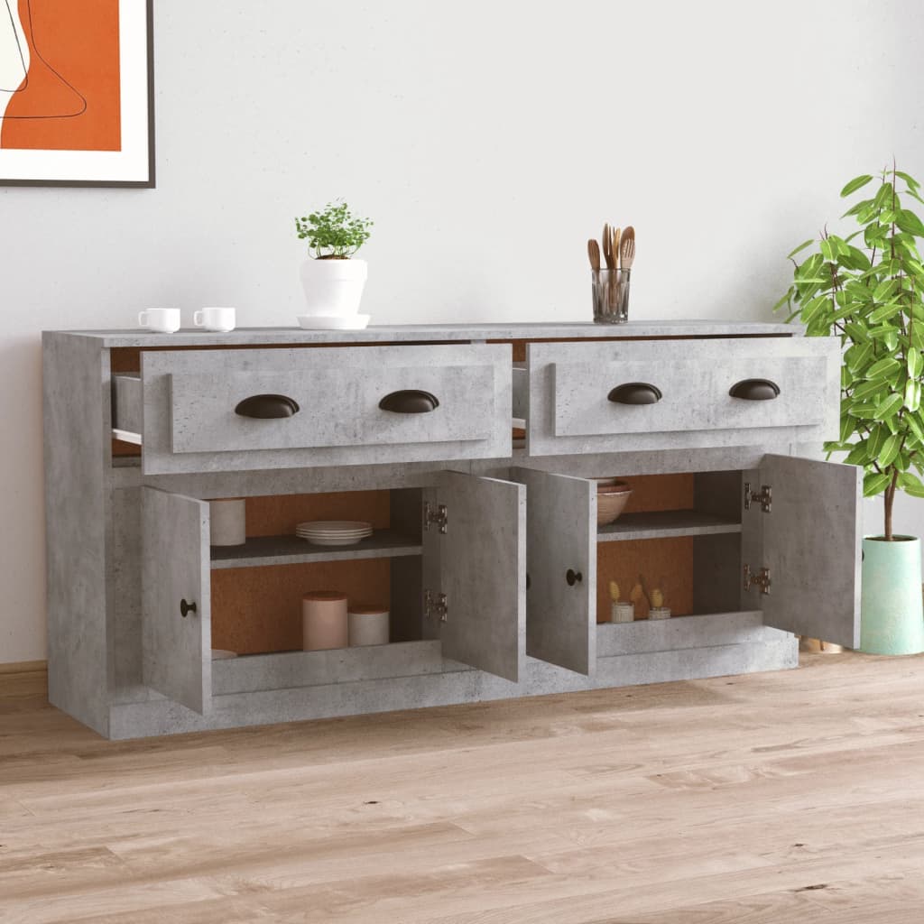 Sideboards 2 Stk. Betongrau Holzwerkstoff