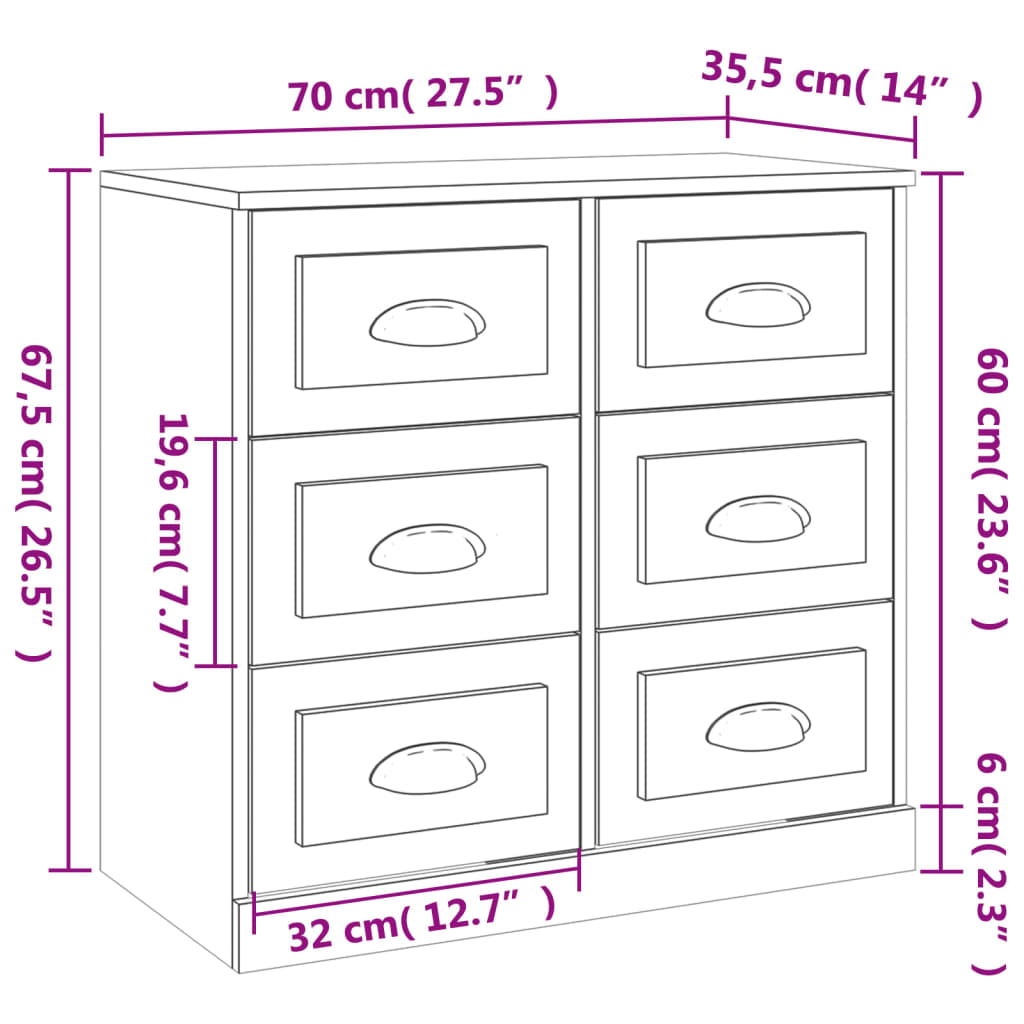 Sideboards 2 Stk. Betongrau Holzwerkstoff