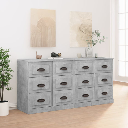 Sideboards 2 Stk. Betongrau Holzwerkstoff