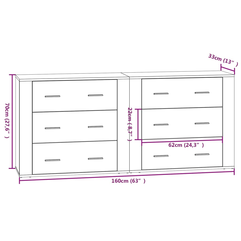 Sideboards 2 Stk. Sonoma-Eiche Holzwerkstoff