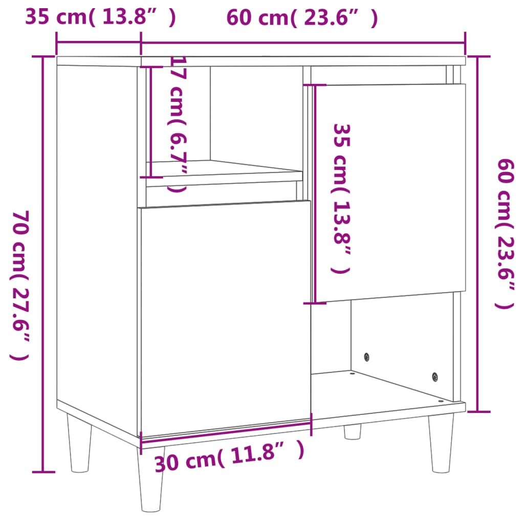 Sideboards 3 Stk. Hochglanz-Weiß 60x35x70 cm Holzwerkstoff