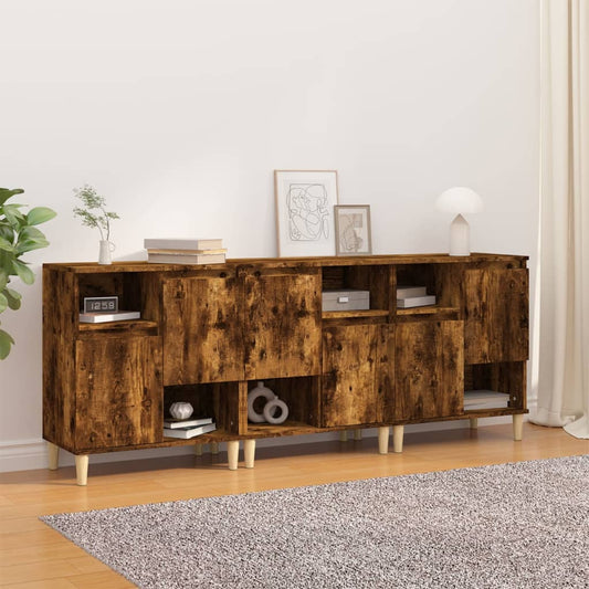 Sideboards 3 Stk. Räuchereiche 60x35x70 cm Holzwerkstoff