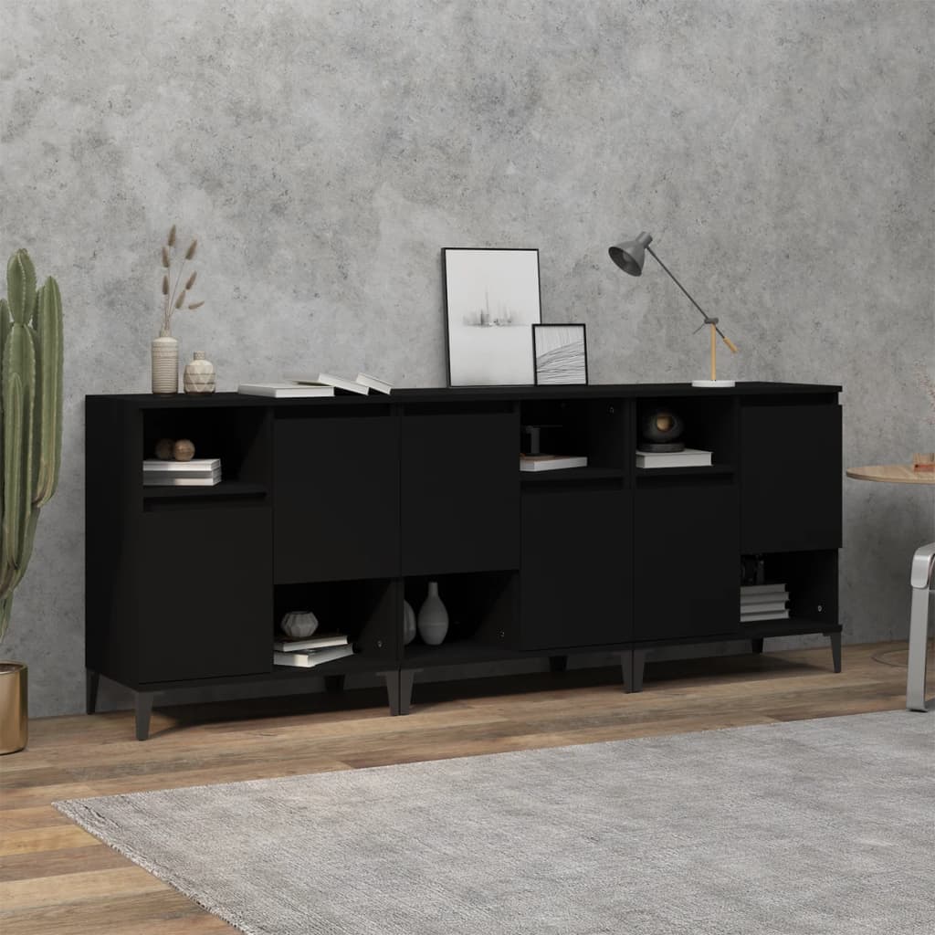 Sideboards 3 Stk. Schwarz 60x35x70 cm Holzwerkstoff