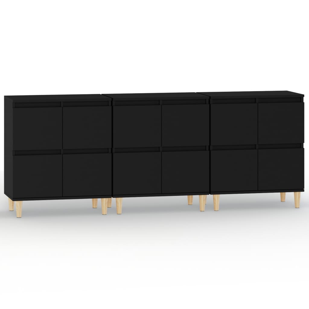 Sideboards 3 Stk. Schwarz 60x35x70 cm Holzwerkstoff