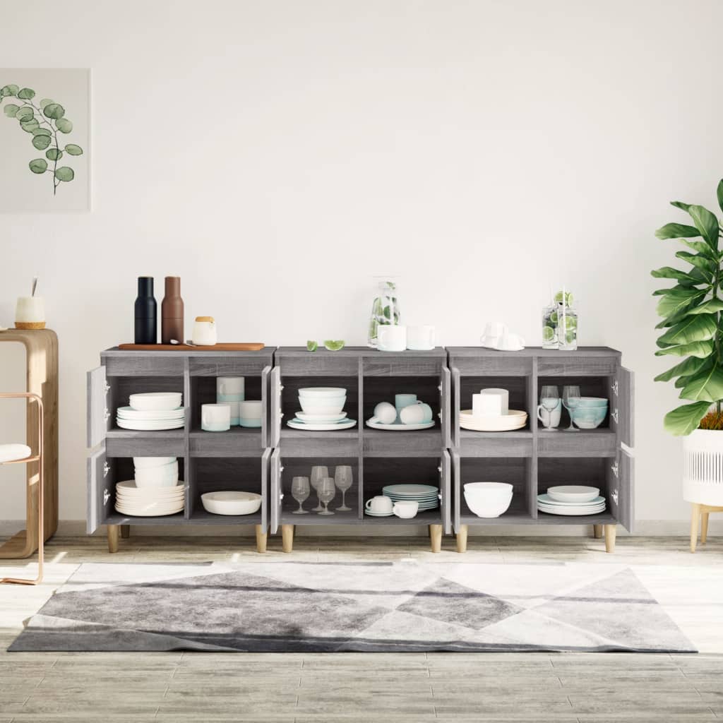 Sideboards 3 Stk. Grau Sonoma 60x35x70 cm Holzwerkstoff