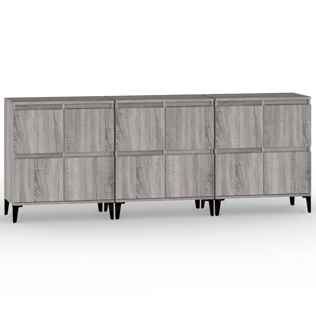 Sideboards 3 Stk. Grau Sonoma 60x35x70 cm Holzwerkstoff