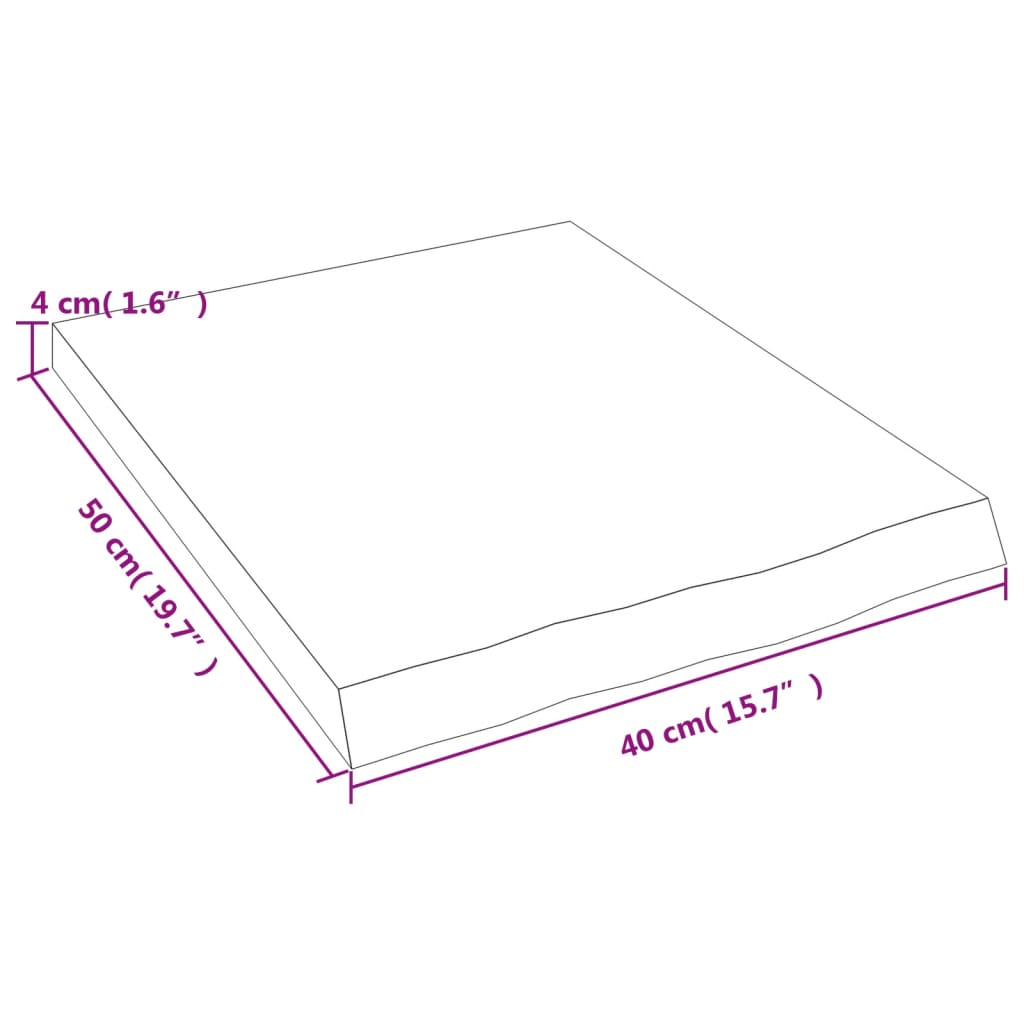 Waschtischplatte 40x50x(2-4)cm Massivholz Unbehandelt