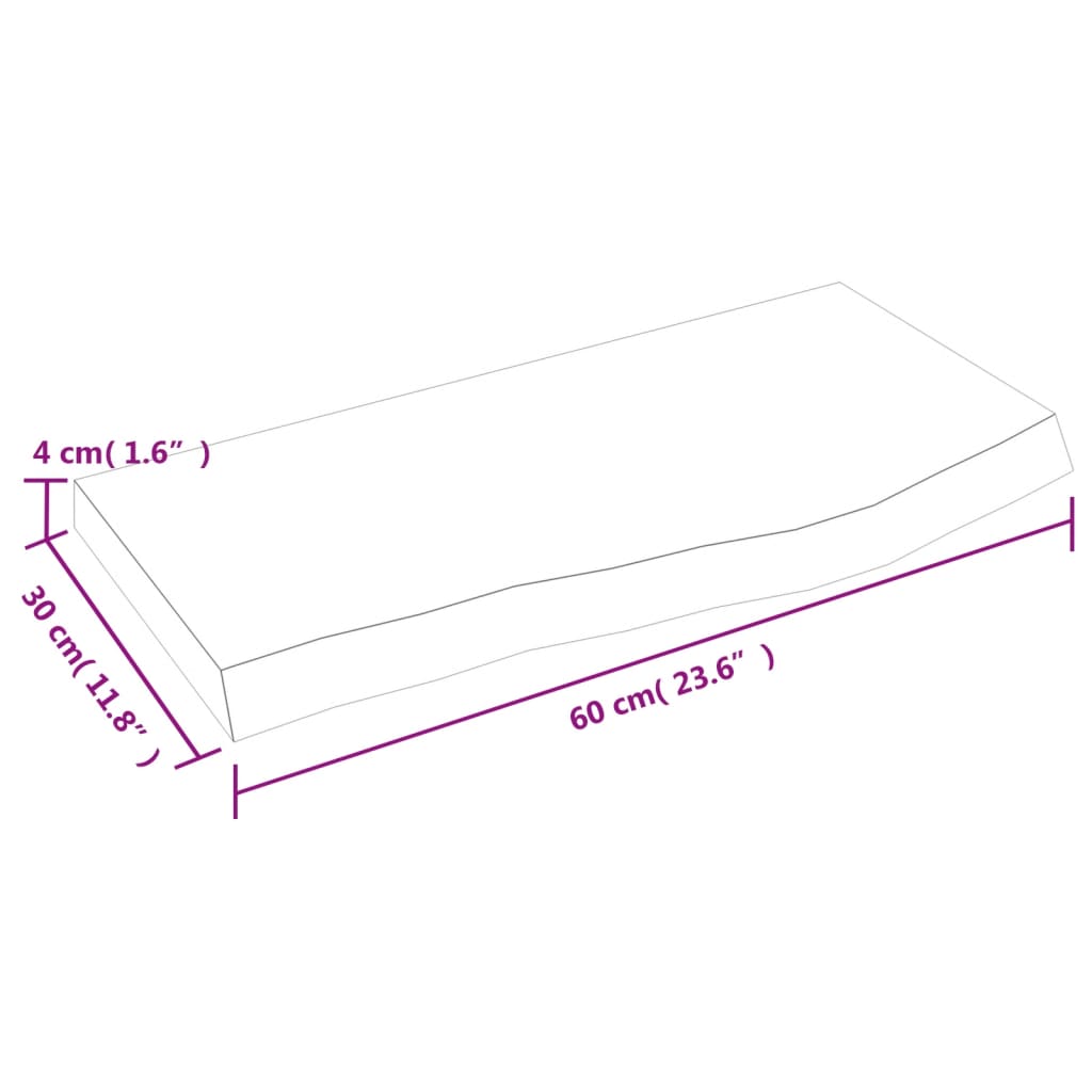 Waschtischplatte 60x30x(2-4) cm Massivholz Unbehandelt