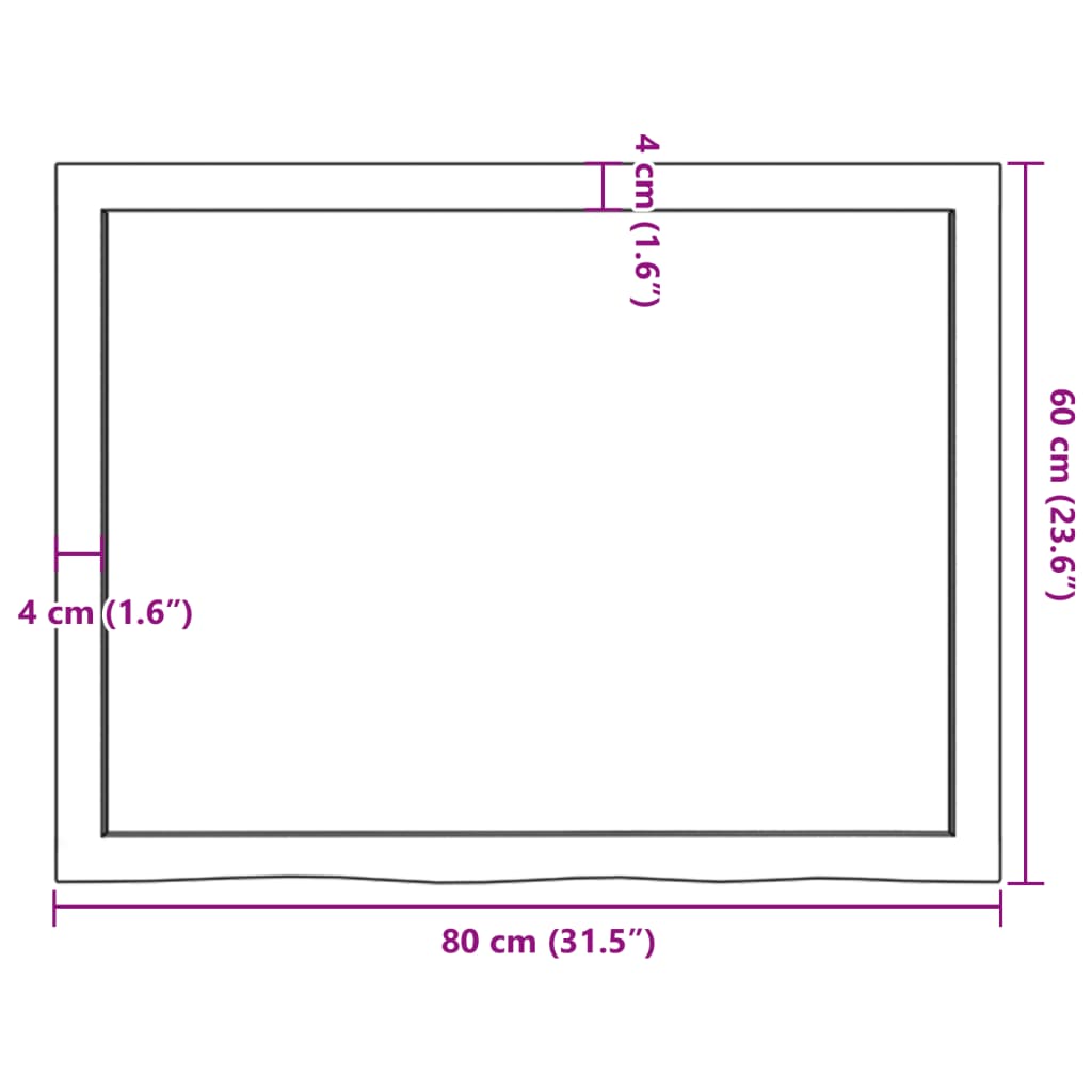 Waschtischplatte 80x60x(2-4) cm Massivholz Unbehandelt