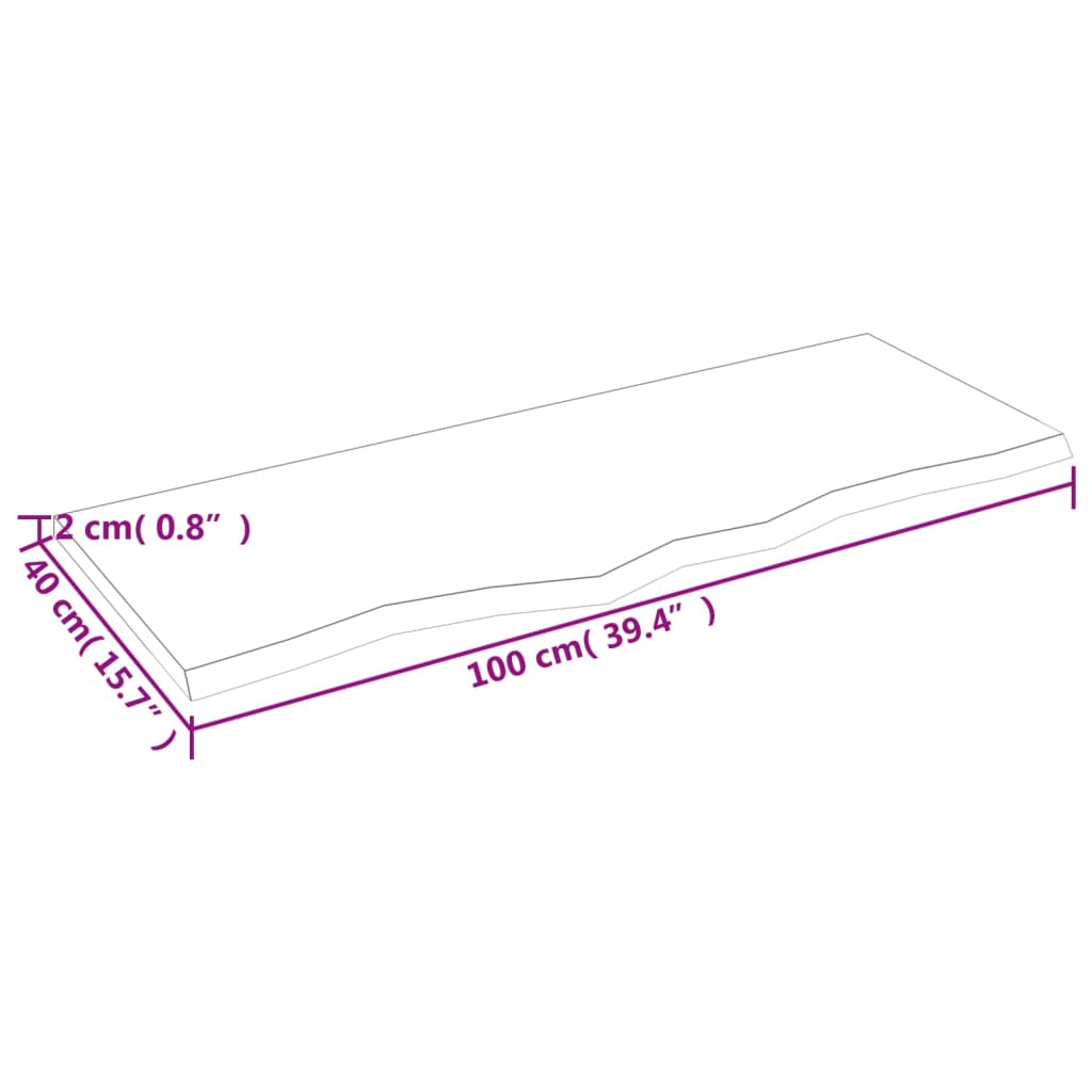 Waschtischplatte 100x40x2 cm Massivholz Unbehandelt