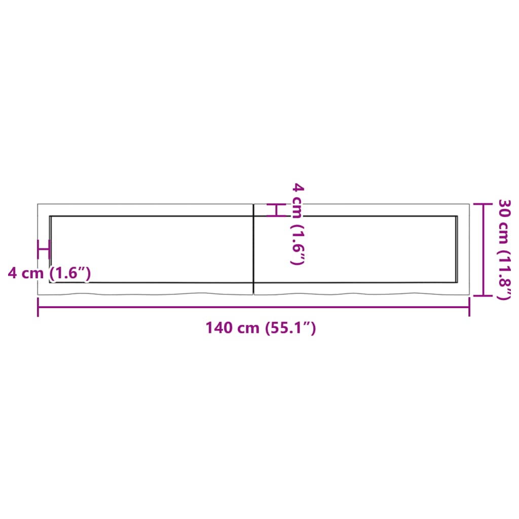 Waschtischplatte 140x30x(2-6) cm Massivholz Unbehandelt