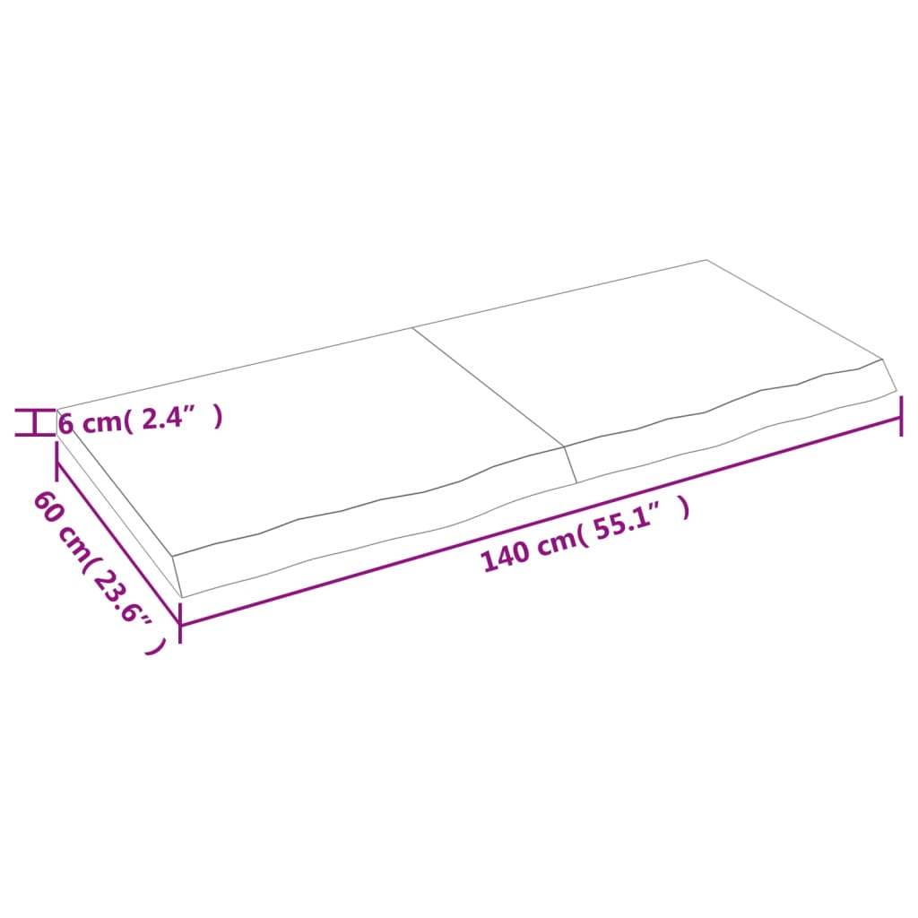 Waschtischplatte 140x60x(2-6) cm Massivholz Unbehandelt