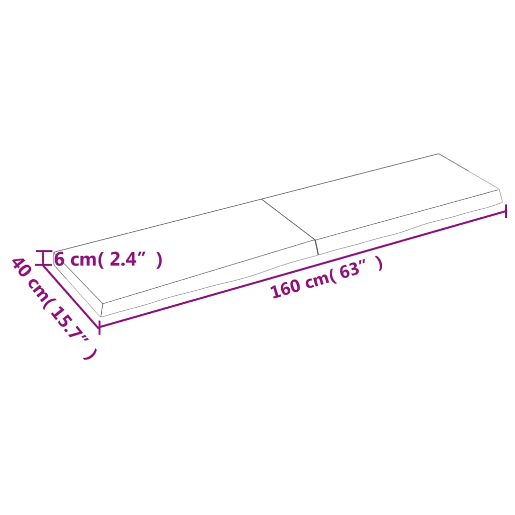 Waschtischplatte 160x40x(2-6) cm Massivholz Unbehandelt