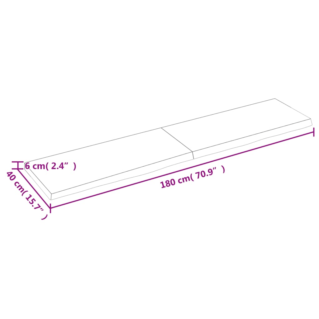 Waschtischplatte 180x40x(2-6) cm Massivholz Unbehandelt