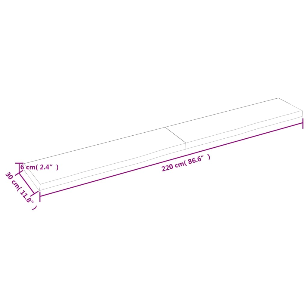 Waschtischplatte 220x30x(2-6) cm Massivholz Unbehandelt