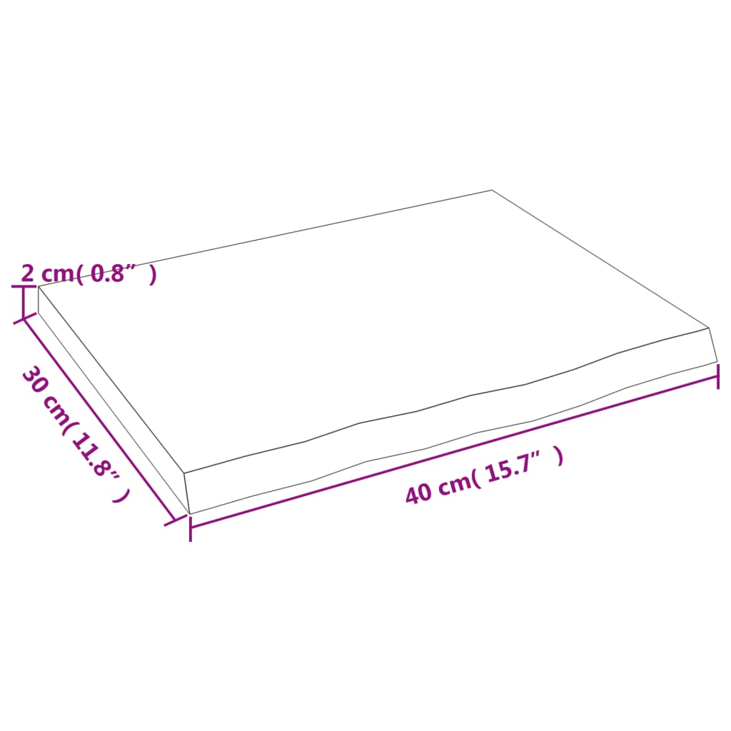 Waschtischplatte Hellbraun 40x30x2 cm Massivholz Behandelt