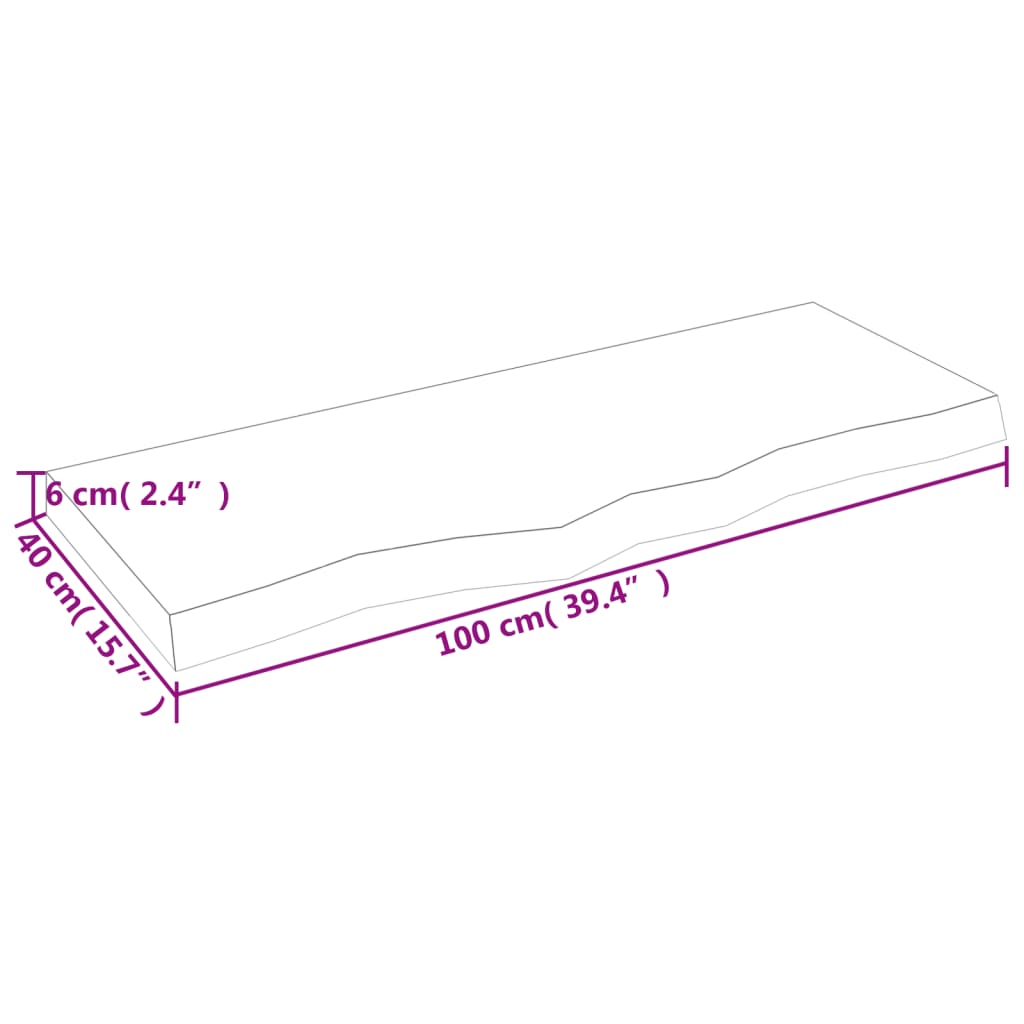 Waschtischplatte Hellbraun 100x40x(2-6) cm Massivholz Behandelt